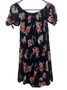 Rue21 Navy Floral Off-Shoulder Dress